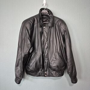 Vintage Wilsons Bomber Jacket Mens XL Leather Black Moto Biker Punk